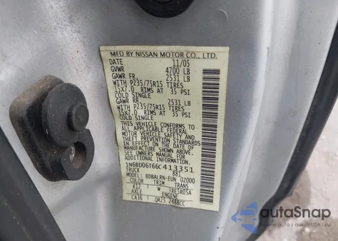 2006 Nissan Frontier Xe from USA, damaged, VIN 1N6BD06T66C413351